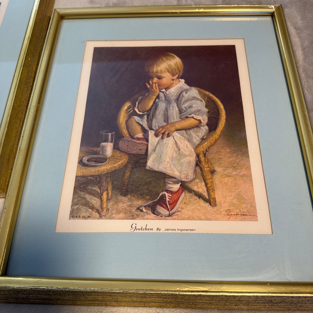Vintage 1969 James Ingwersen Gary & Gretchen Framed‎ Set of 2 - Picture 3 of 13